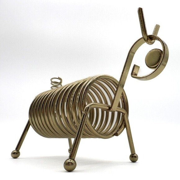 Brass Spring Wire Letter Holder Ram Animal Sheep Mid Century Desk Office Vintage - Picture 7 of 13